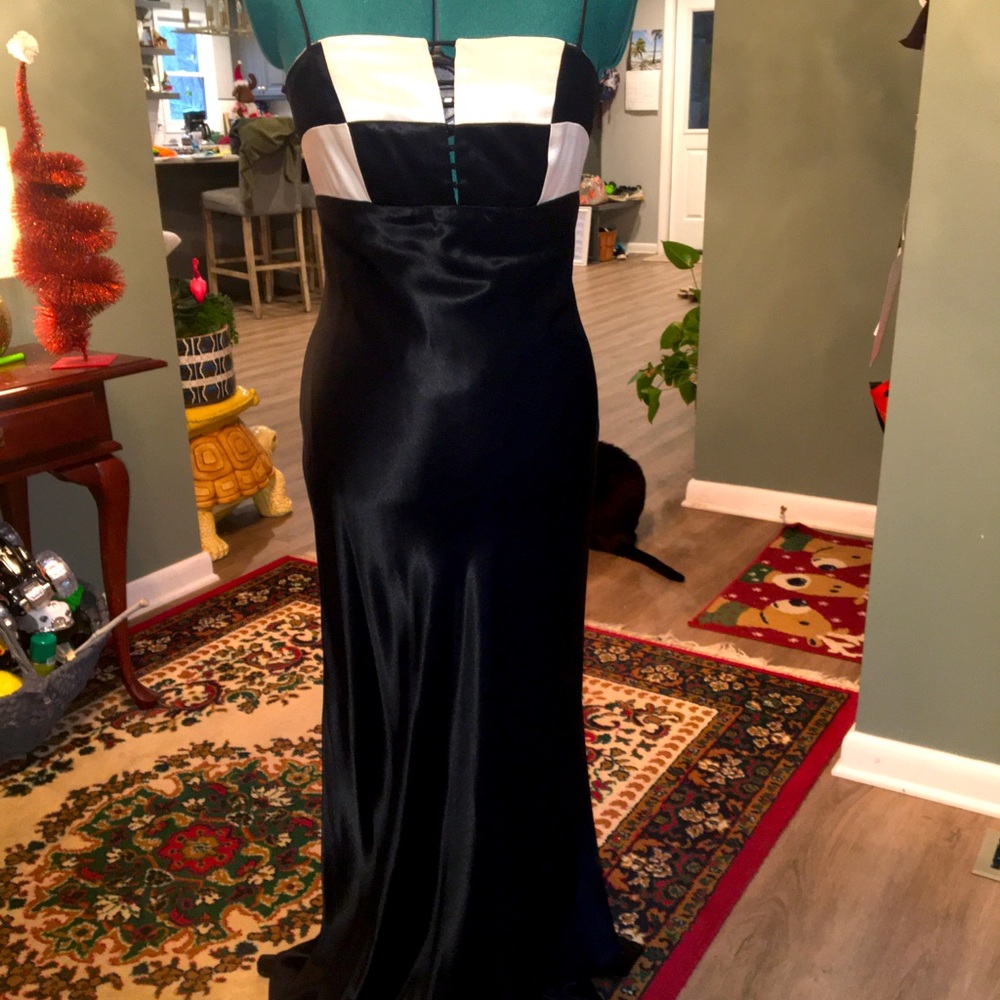 Black and white evening gown
